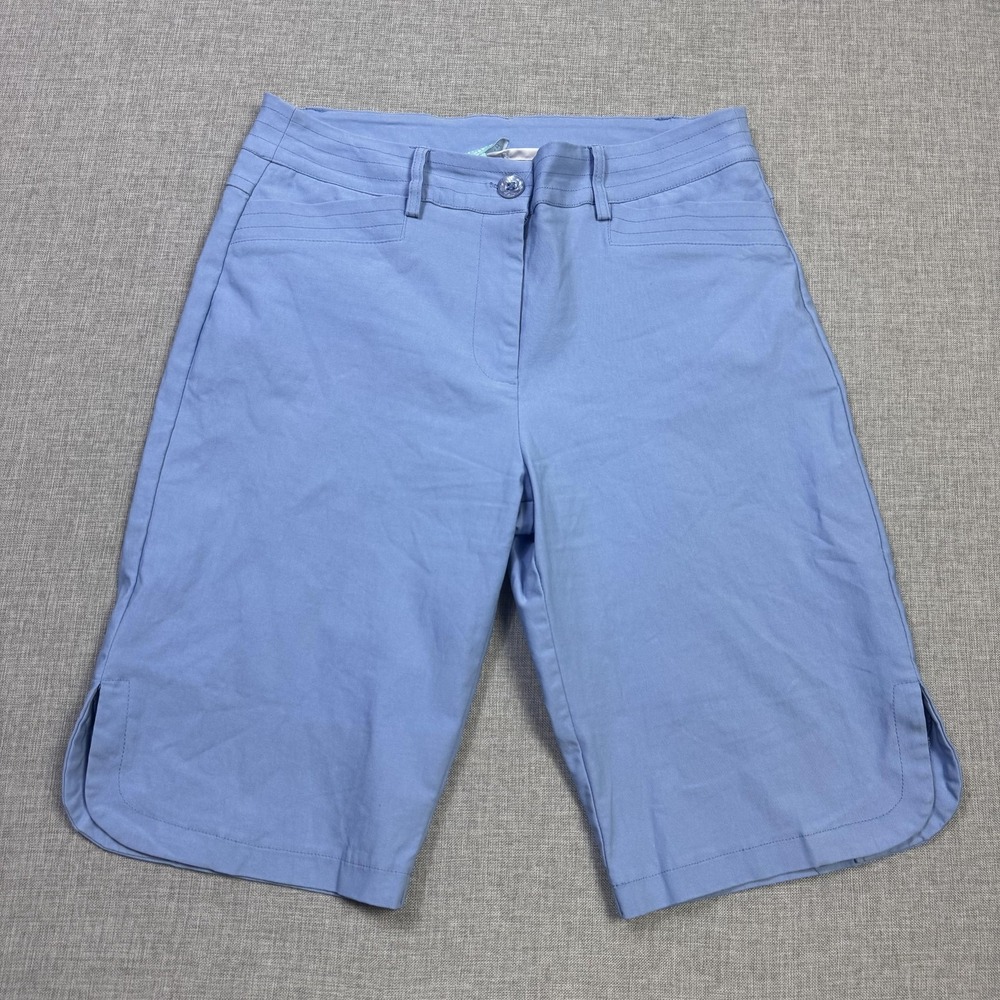 Anthony's Resort Wear Bermuda Shorts Womens 8 Blue Twill Flat Front 11" Inseam